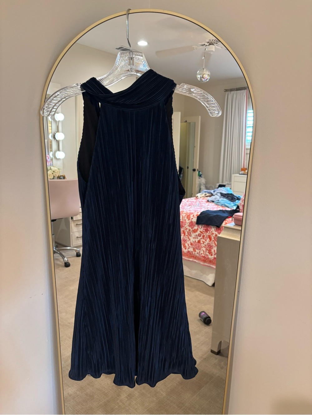 Sleeveless Navy Pleated dress